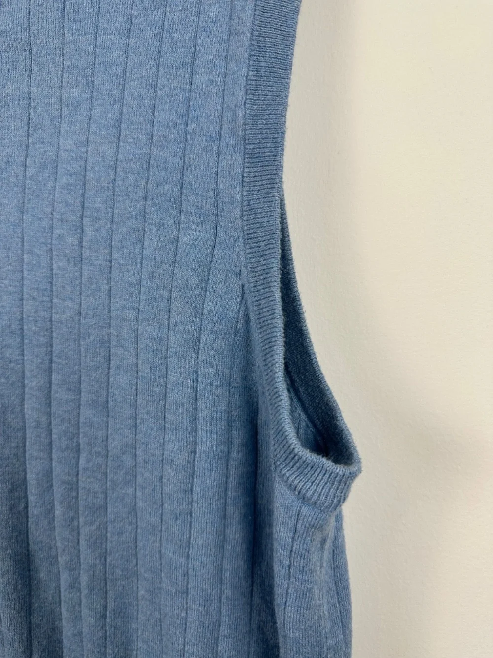 Austin Reed Pima Cotton Sweater Vest Blue Ribbed V Neck Men's L